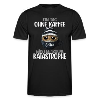 Spruch Kaffeeliebhaber Eule Jeden Tag Kaffee - Männer Funktions-T-Shirt - Schwarz - Vorne - AI Model Male 178 dark (178cm)