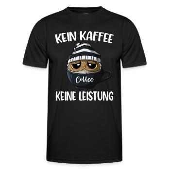 Kaffee Spruch Eule Kein Kaffee Keine Leistung - Männer Funktions-T-Shirt - Schwarz - Vorne - AI Model Male 178 dark (178cm)