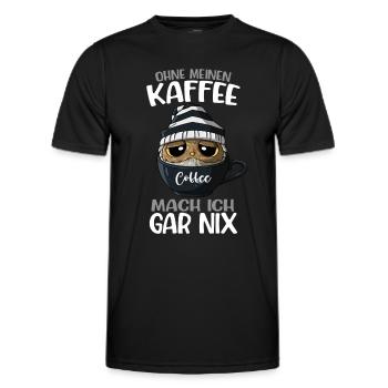 Kaffee Kaffeetasse Kaffeeliebhaber Spruch Eule - Männer Funktions-T-Shirt - Schwarz - Vorne - AI Model Male 178 dark (178cm)