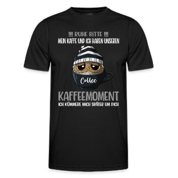 Kaffee Kaffeeliebhaber Spruch Ruhe Bitte Eule - Männer Funktions-T-Shirt - Schwarz - Vorne - AI Model Male 178 dark (178cm)