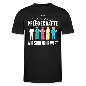 Statement Pflege Krankenschwester Pflegeleben MFA - Männer Funktions-T-Shirt - Schwarz - Vorne - AI Model Male 178 dark (178cm)