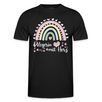 Pflegerin mit Herz Altenpflege Pflegeleben - Männer Funktions-T-Shirt - Schwarz - Vorne - AI Model Male 178 dark (178cm)