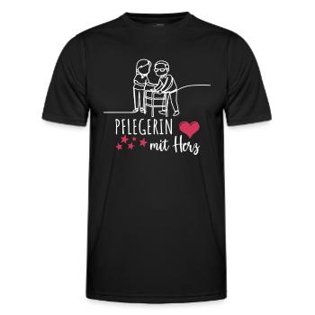 Pflegerin Mit Herz Altenpflege Pflegeleben - Männer Funktions-T-Shirt - Schwarz - Vorne - AI Model Male 178 dark (178cm)
