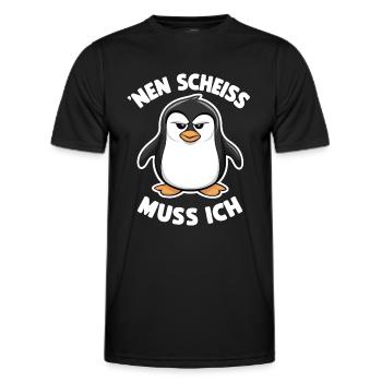 Lustig Pinguin Cooler Spruch Nen Scheiß Muss Ich - Männer Funktions-T-Shirt - Schwarz - Vorne - AI Model Male 178 dark (178cm)