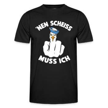 Lustig Möwe Cooler Spruch Nen Scheiß Muss Ich - Männer Funktions-T-Shirt - Schwarz - Vorne - AI Model Male 178 dark (178cm)