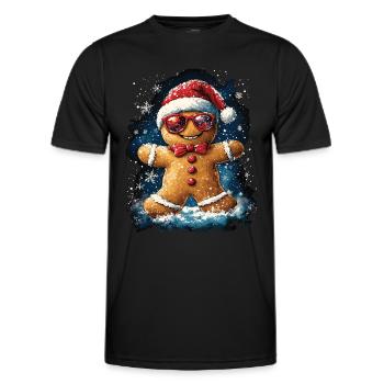Weihnachten Motiv Lebkuchenmann Gingerbread Man - Männer Funktions-T-Shirt - Schwarz - Vorne - AI Model Male 178 dark (178cm)