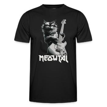 Cool Cat Guitar Rock Band Music - Men's Functional T-Shirt - black - Front - AI Model Male 178 dark (178cm)