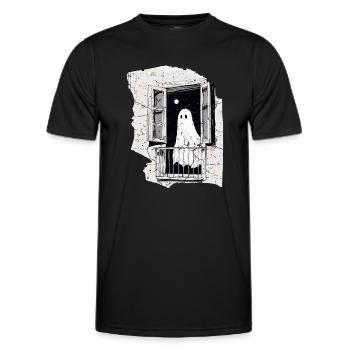 Fantôme effrayant dans la fenêtre vintage, Boo, Halloween - T-shirt sport Homme - noir - Devant - AI Model Male 178 dark (178cm)