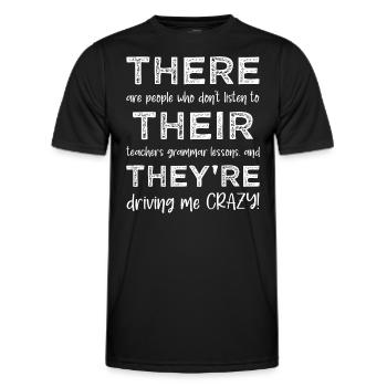 Là ils sont - Grammaire drôle - T-shirt sport Homme - noir - Devant - AI Model Male 178 dark (178cm)