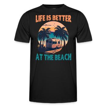 La vie est meilleure à la plage - Rétro - T-shirt sport Homme - noir - Devant - AI Model Male 178 dark (178cm)