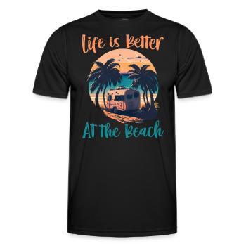 La vie est meilleure à la plage - Rétro - T-shirt sport Homme - noir - Devant - AI Model Male 178 dark (178cm)