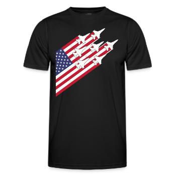 USA-Flagge und Kampfjets - Männer Funktions-T-Shirt - Schwarz - Vorne - AI Model Male 178 dark (178cm)