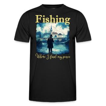 La pêche : là où je trouve ma paix - T-shirt sport Homme - noir - Devant - AI Model Male 178 dark (178cm)