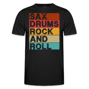 Sax Drums Rock And Roll - Men's Functional T-Shirt - black - Front - AI Model Male 178 dark (178cm)