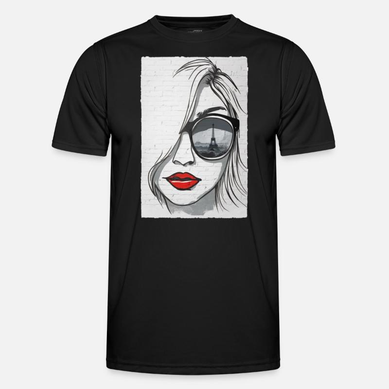 Graffiti-Mädchen in Paris - Eiffelturm - Männer Funktions-T-Shirt - Schwarz