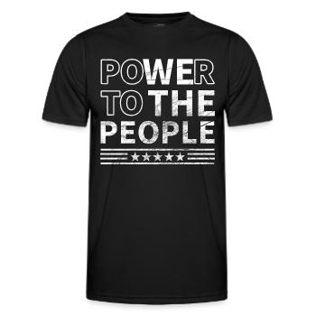 Le pouvoir au peuple - T-shirt sport Homme - noir - Devant - AI Model Male 178 dark (178cm)