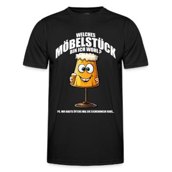 Welches Möbelstück bin ich wohl? Lampe aus 70ern - Männer Funktions-T-Shirt - Schwarz - Vorne - AI Model Male 178 dark (178cm)