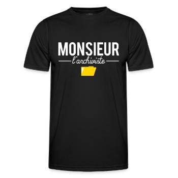 Monsieur l'archiviste blague métier archiviste - T-shirt sport Homme - noir - Devant - AI Model Male 178 dark (178cm)