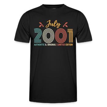 July 2001 birthday July 2001 July - Men's Functional T-Shirt - black - Front - AI Model Male 178 dark (178cm)