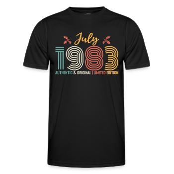 July 1983 birthday July 1983 July - Men's Functional T-Shirt - black - Front - AI Model Male 178 dark (178cm)