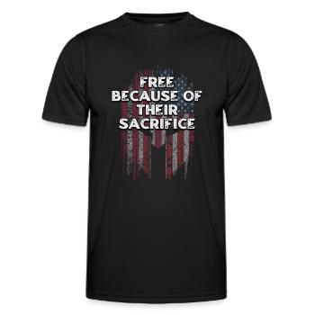 Free Because of Their Sacrifice Proud Patriotic - Men's Functional T-Shirt - black - Front - AI Model Male 178 dark (178cm)