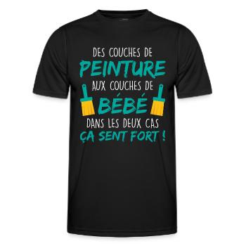 Annonce Grossesse Papa Peintre Bâtiment Humour - T-shirt sport Homme - noir - Devant - AI Model Male 178 dark (178cm)