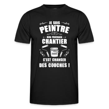 Annonce Grossesse Papa Peintre Bâtiment Humour - T-shirt sport Homme - noir - Devant - AI Model Male 178 dark (178cm)