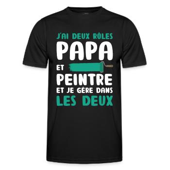Annonce Grossesse Papa Peintre Bâtiment Humour - T-shirt sport Homme - noir - Devant - AI Model Male 178 dark (178cm)