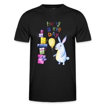 Happy Birthday kleiner Hase - Männer Funktions-T-Shirt - Schwarz - Vorne - AI Model Male 178 dark (178cm)