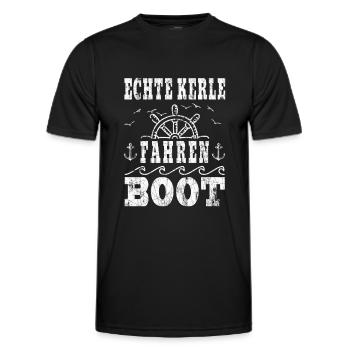 Kapitän Segler Motorboot Echte Kerle fahren Boot - Männer Funktions-T-Shirt - Schwarz - Vorne - AI Model Male 178 dark (178cm)