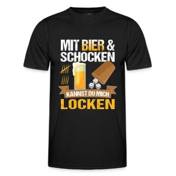 Mit Bier Und Schocken Kannst Du Mich Locken Knobel - Männer Funktions-T-Shirt - Schwarz - Vorne - AI Model Male 178 dark (178cm)