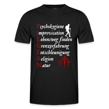 Pilgern Definition Jakobsweg Pilger Jakobskreuz - Männer Funktions-T-Shirt - Schwarz - Vorne - AI Model Male 178 dark (178cm)