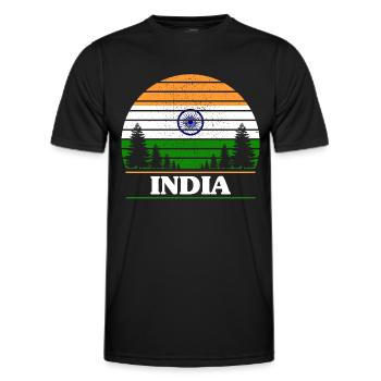 India - Men's Functional T-Shirt - black - Front - AI Model Male 178 dark (178cm)