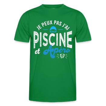 je peux pas j ai piscine et apéro Humour natation - T-shirt sport Homme - vert - Devant - AI Model Male 178 dark (178cm)