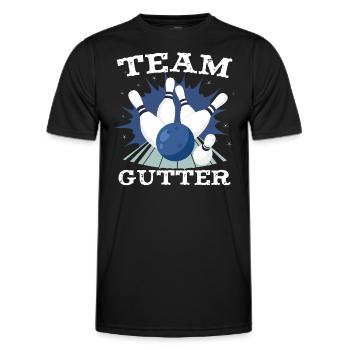 Team Gutter | Funny Bowling - Men's Functional T-Shirt - black - Front - AI Model Male 178 dark (178cm)