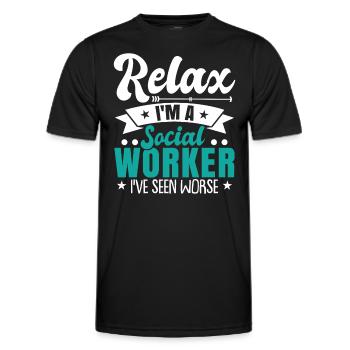 Je suis travailleur social - T-shirt sport Homme - noir - Devant - AI Model Male 178 dark (178cm)
