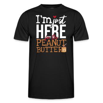 Hier für die Erdnussbutter - Männer Funktions-T-Shirt - Schwarz - Vorne - AI Model Male 178 dark (178cm)
