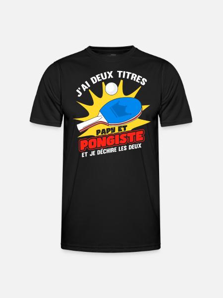 Papy Et Pongiste - T-shirt sport Homme - noir