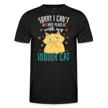 Ich habe Pläne mit meiner Hauskatze - Männer Funktions-T-Shirt - Schwarz - Vorne - AI Model Male 178 dark (178cm)