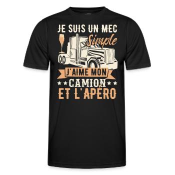 Camionneur | Routier | Poids Lourd | Camion - T-shirt sport Homme - noir - Devant - AI Model Male 178 dark (178cm)