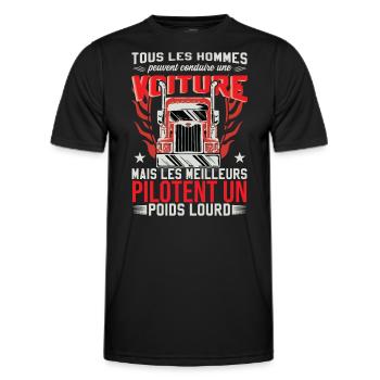 Homme Camion Humour Poids Lourd Chauffeur - T-shirt sport Homme - noir - Devant - AI Model Male 178 dark (178cm)