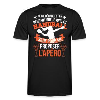 Handballeuse Handball Humour Apéro - T-shirt sport Homme - noir - Devant - AI Model Male 178 dark (178cm)