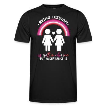 Lesbisches Zitat LGBT Pride Lesbische Regenbogenflagge - Männer Funktions-T-Shirt - Schwarz - Vorne - AI Model Male 178 dark (178cm)
