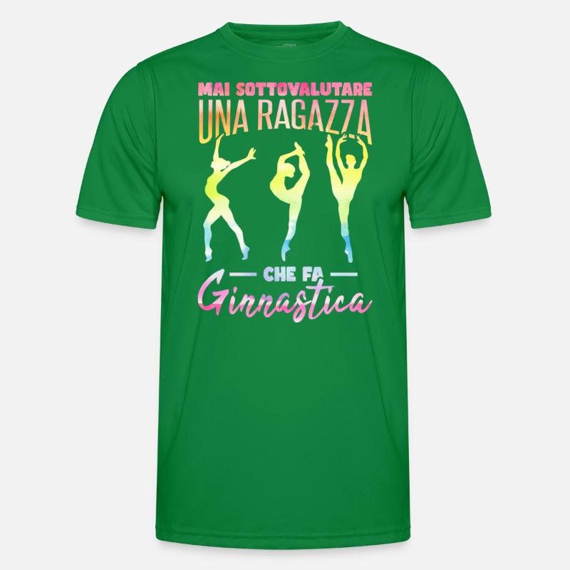 Unterschätze niemals ein Mädchen, das turnt Männer Funktions-T-Shirt