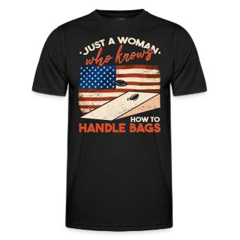 American Flag Hinterhof Spiel Cornhole - Männer Funktions-T-Shirt - Schwarz - Vorne - AI Model Male 178 dark (178cm)