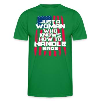 Just A Woman Who Knows How To Handle Bags - Men's Functional T-Shirt - kelly green - Front - AI Model Male 178 dark (178cm)