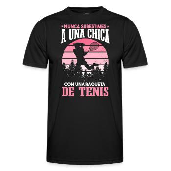 Una Chica COn Una Raqueta De Tenis - T-shirt sport Homme - noir - Devant - AI Model Male 178 dark (178cm)