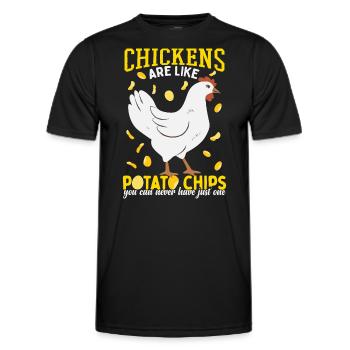 Les poulets sont comme des croustilles - T-shirt sport Homme - noir - Devant - AI Model Male 178 dark (178cm)