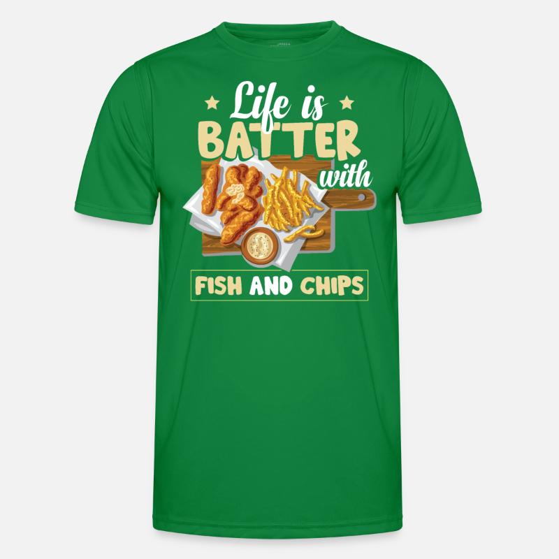 Das Leben ist Teig mit Fish and Chips Männer Funktions-T-Shirt