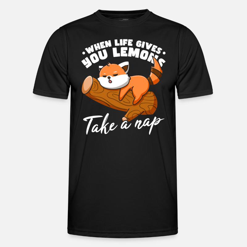 Funny Sleeping Red Panda - Men's Functional T-Shirt - black